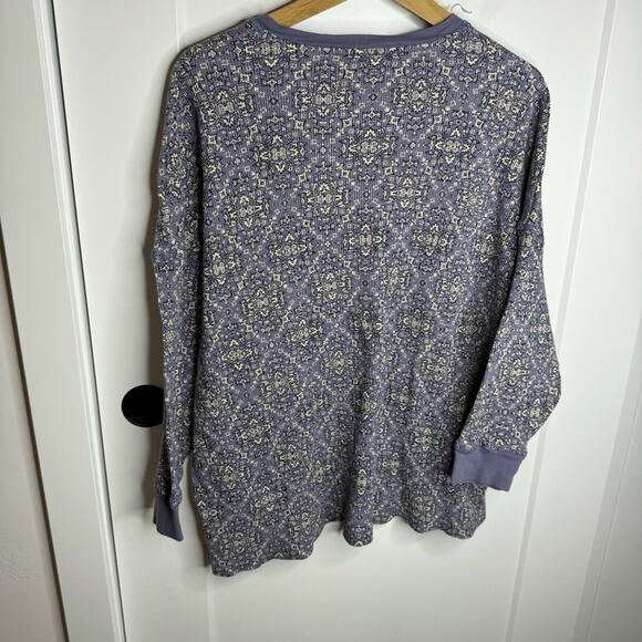 Intimately Free People Early Night Purple Print Thermal Waffle Knit Pullover XS - Picture 6 of 6
